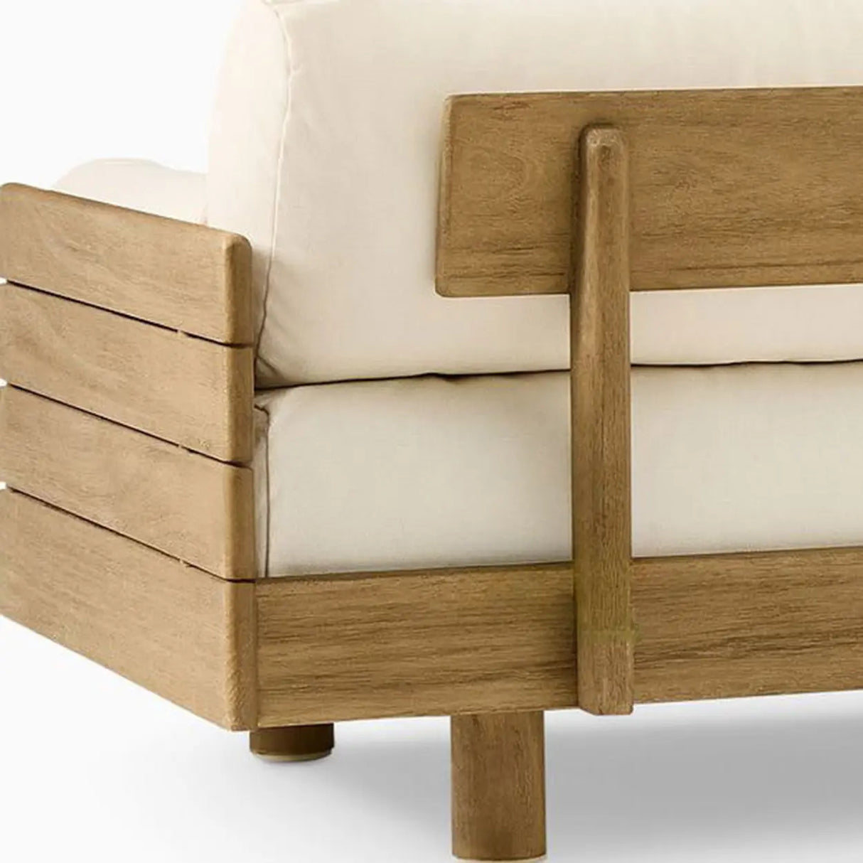 Casual Beige Outdoor Natural Wood Sectional Sofa Set Image - 4