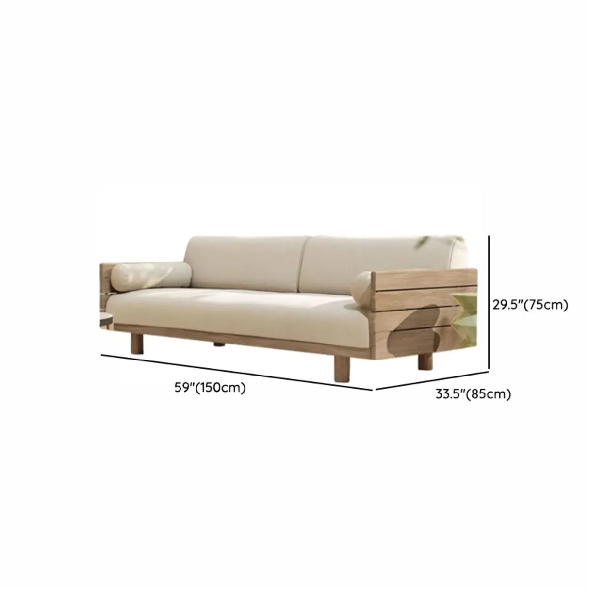 Casual Beige Outdoor Natural Wood Sectional Sofa Set Image - 8