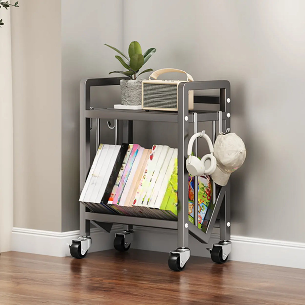 Casual Beige Steel Open Sliding Display Bookshelf Image - 19