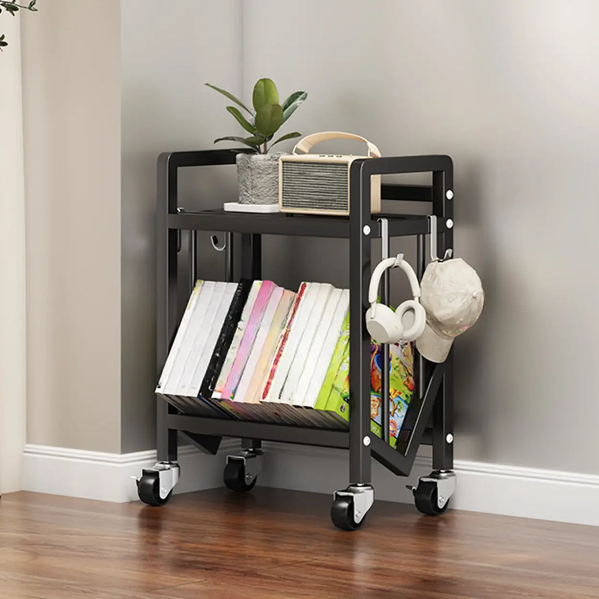 Casual Beige Steel Open Sliding Display Bookshelf Image - 30