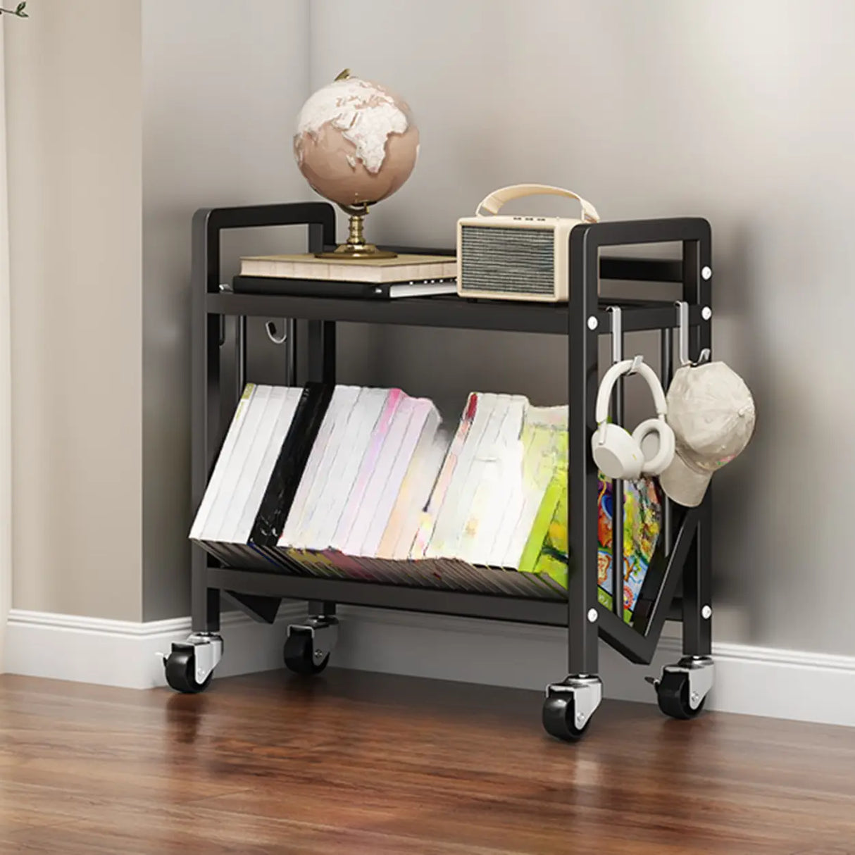 Casual Beige Steel Open Sliding Display Bookshelf Image - 31