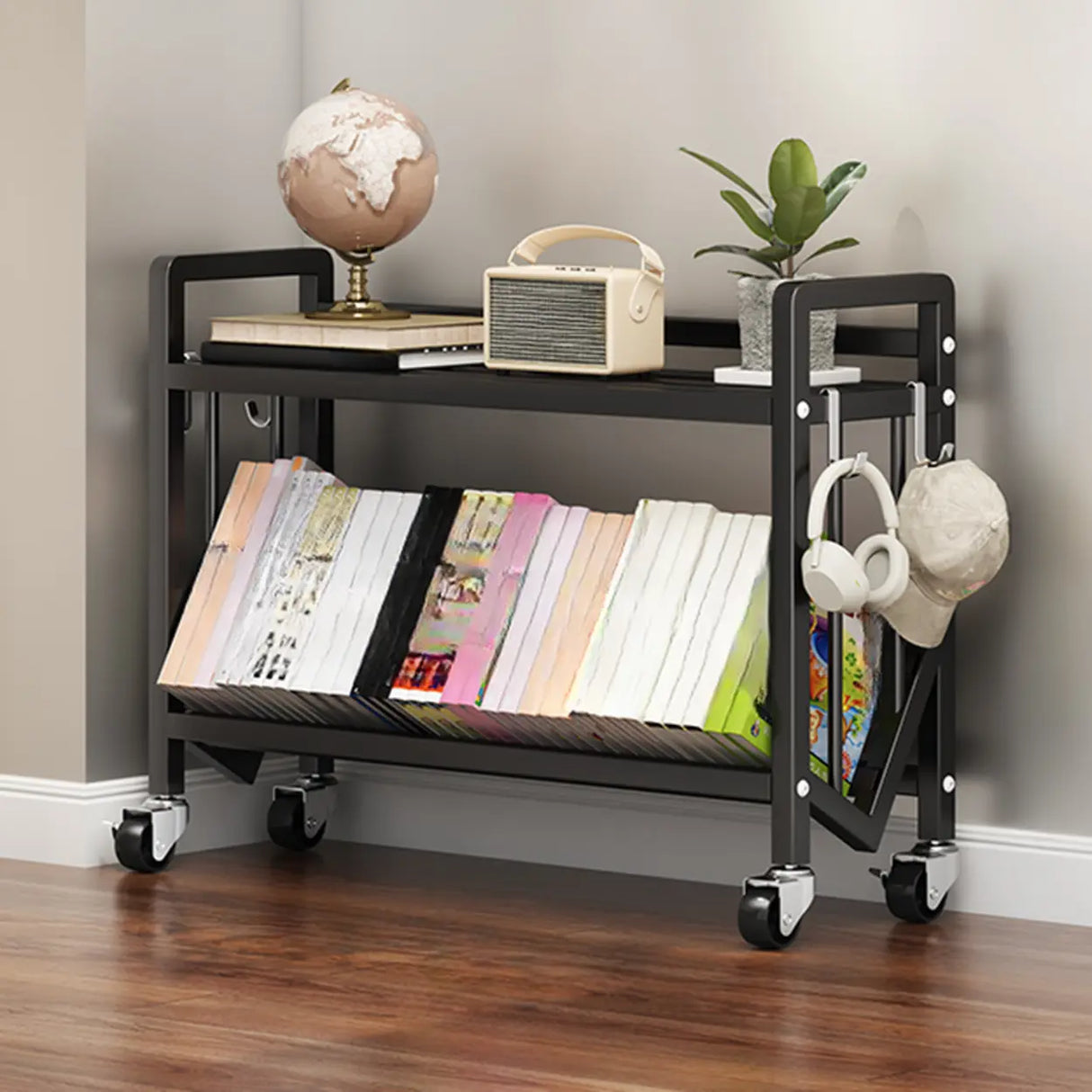 Casual Beige Steel Open Sliding Display Bookshelf Image - 32