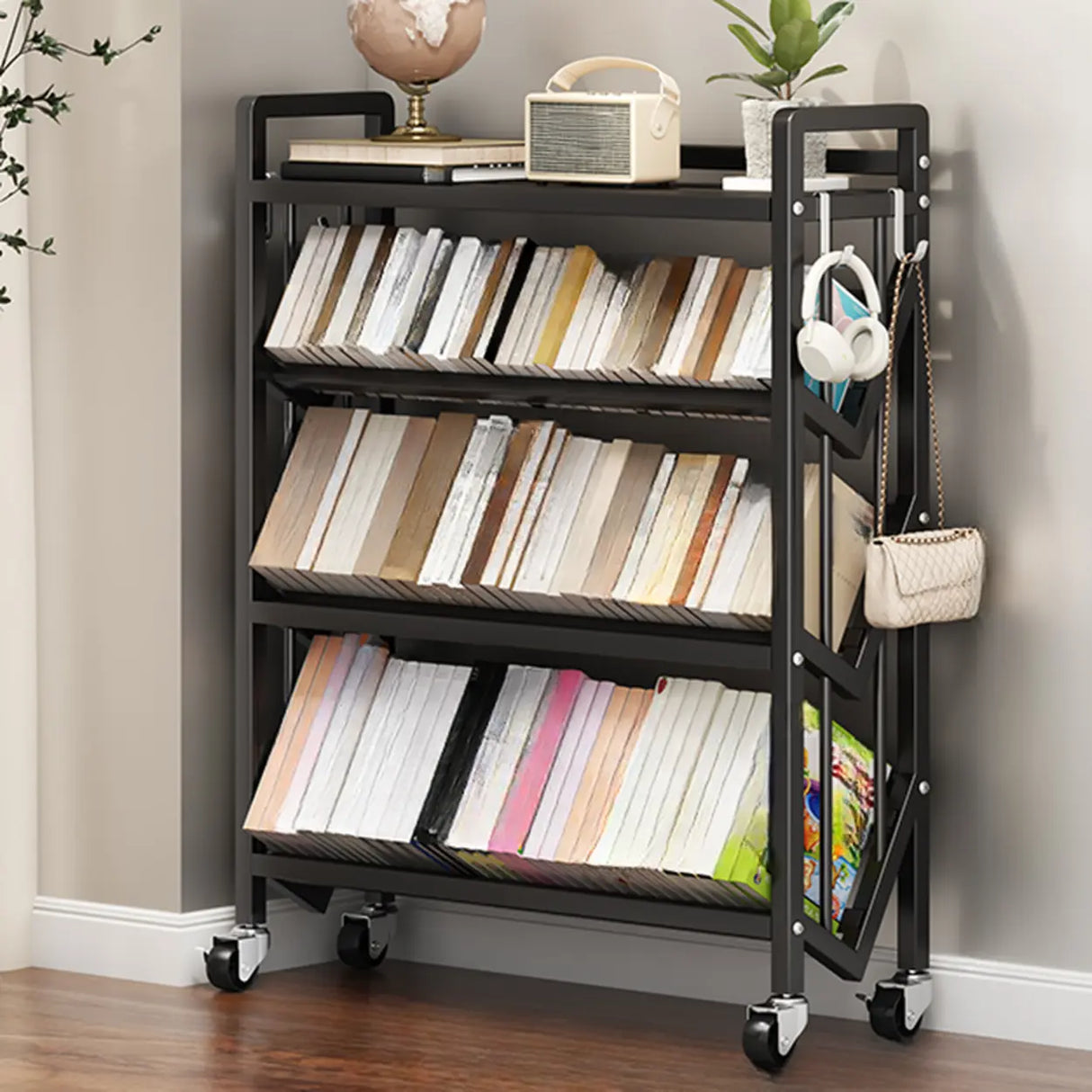 Casual Beige Steel Open Sliding Display Bookshelf Image - 38