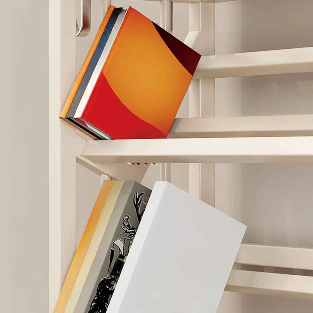 Casual Beige Steel Open Sliding Display Bookshelf Image - 3