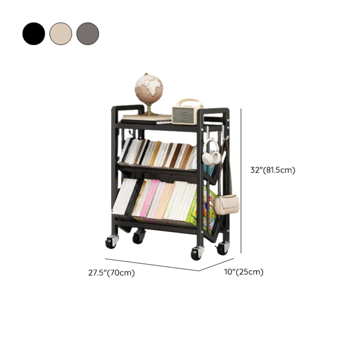 Casual Beige Steel Open Sliding Display Bookshelf Image - 43