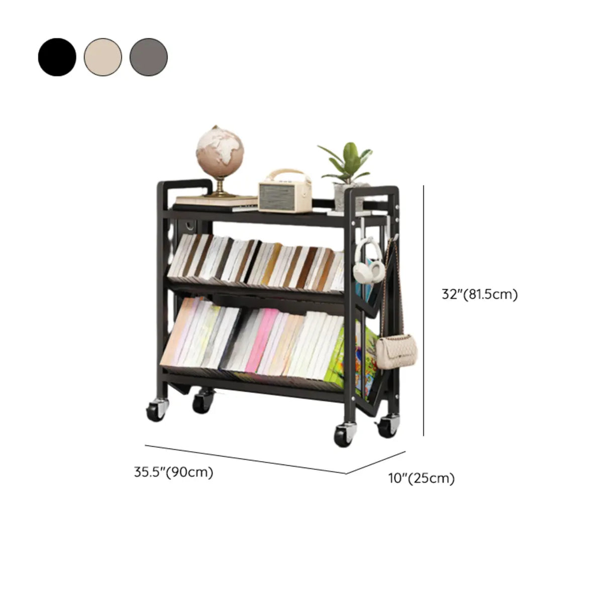 Casual Beige Steel Open Sliding Display Bookshelf Image - 44