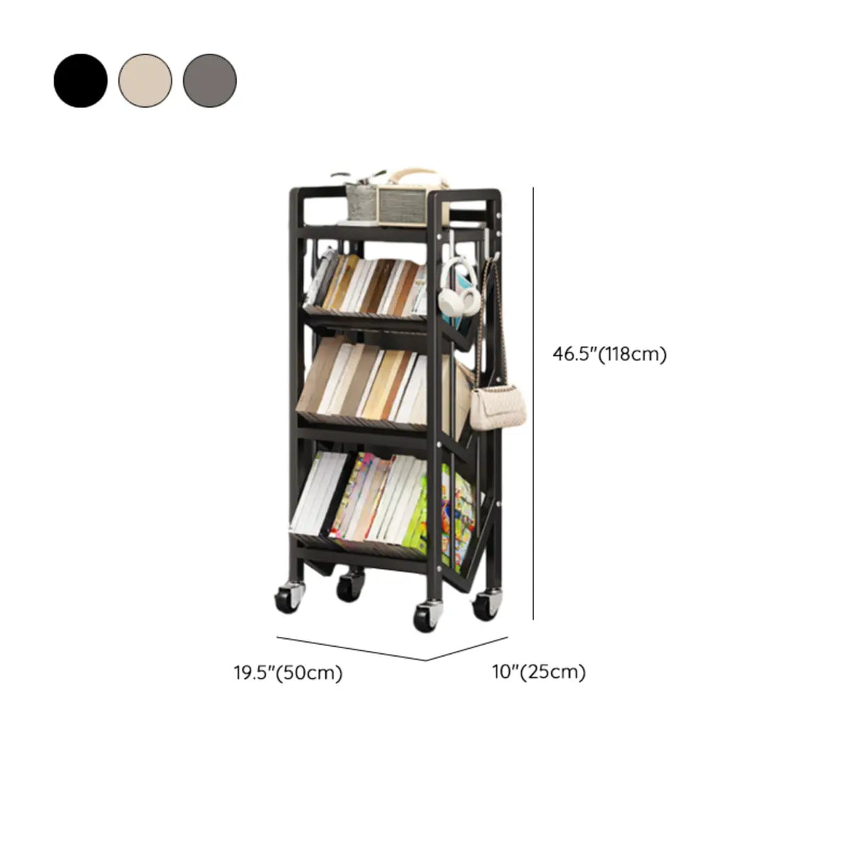 Casual Beige Steel Open Sliding Display Bookshelf Image - 45