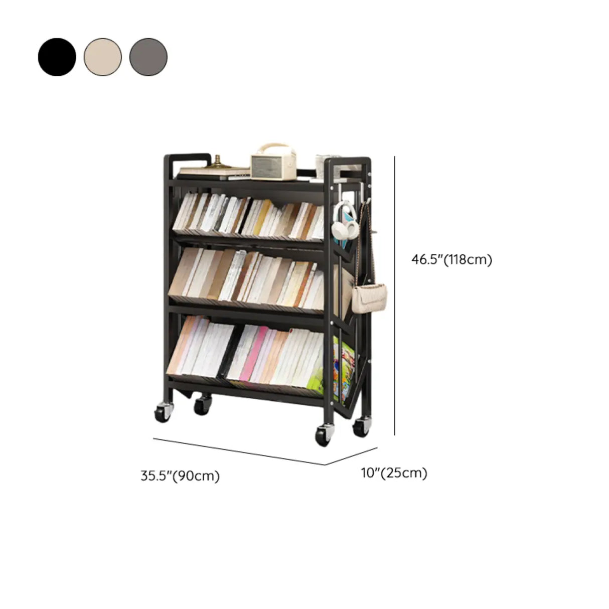 Casual Beige Steel Open Sliding Display Bookshelf Image - 47