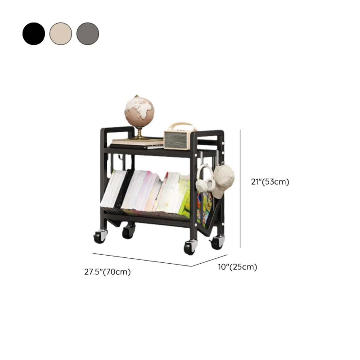 Casual Beige Steel Open Sliding Display Bookshelf Image - 52