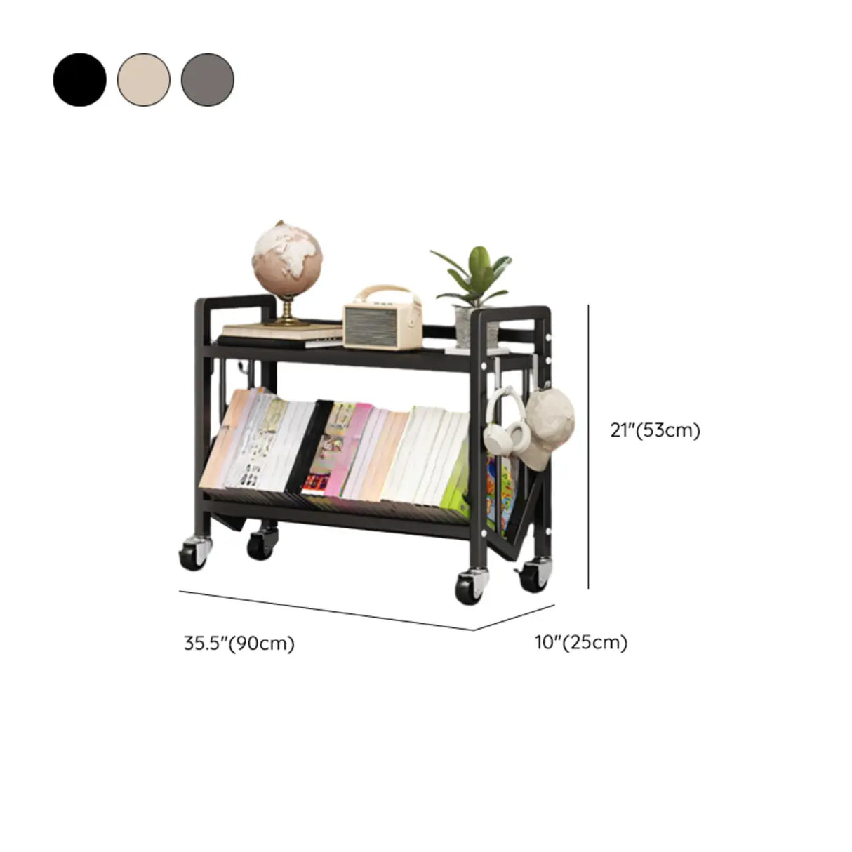 Casual Beige Steel Open Sliding Display Bookshelf Image - 53