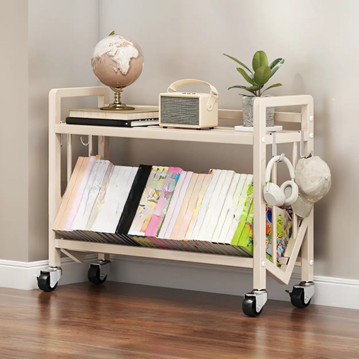 Casual Beige Steel Open Sliding Display Bookshelf Image - 6