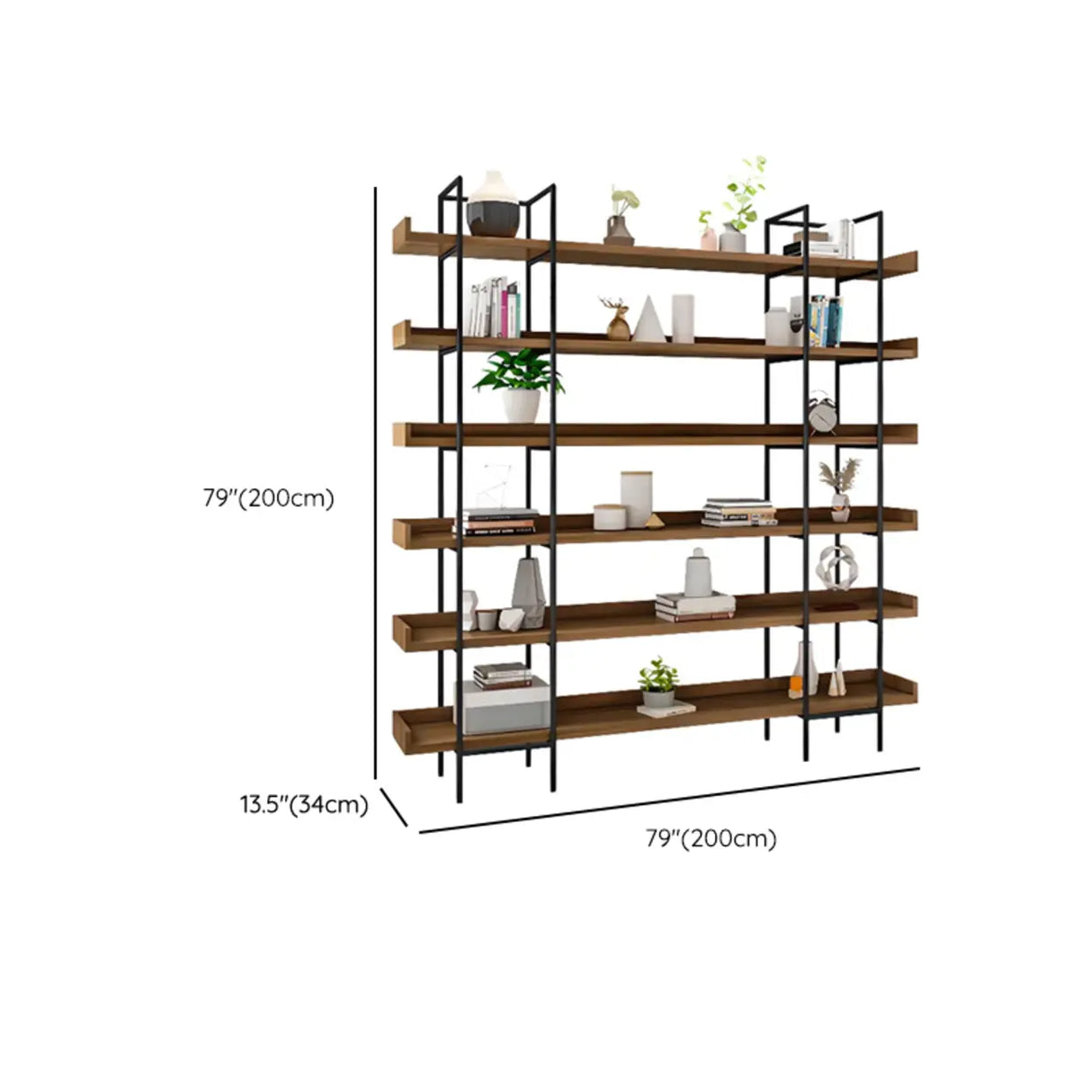 Casual Brown Wooden Shelves Open Display Bookshelf Image - 21