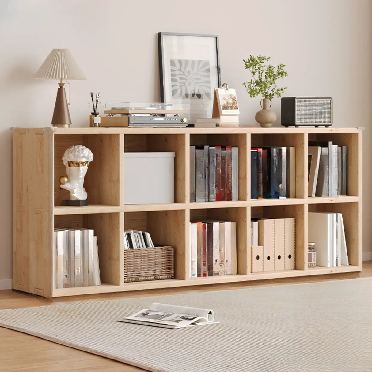 Casual Horizontal Wooden Closed Back Short Bookcase Image - 1