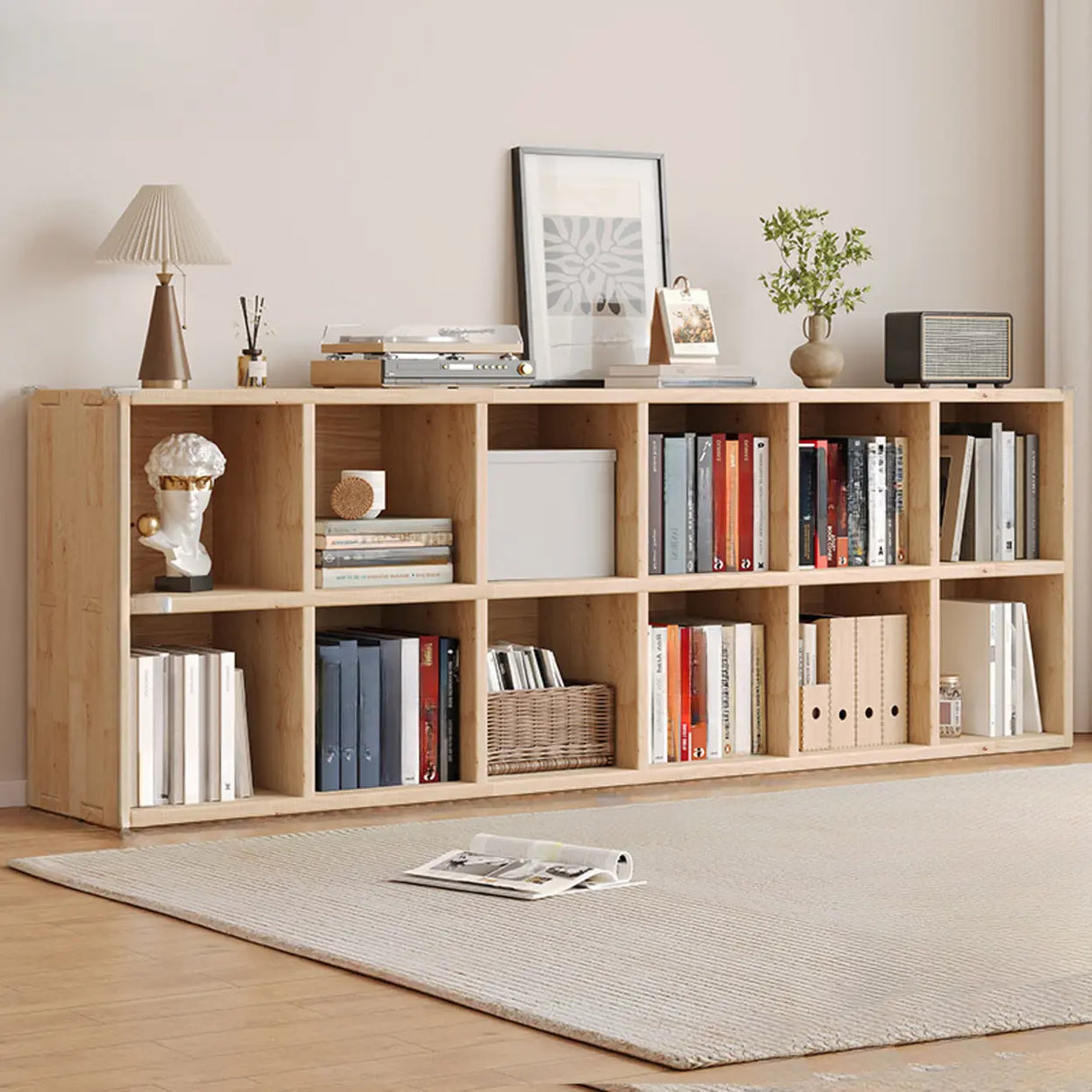 Casual Horizontal Wooden Closed Back Short Bookcase Image - 10