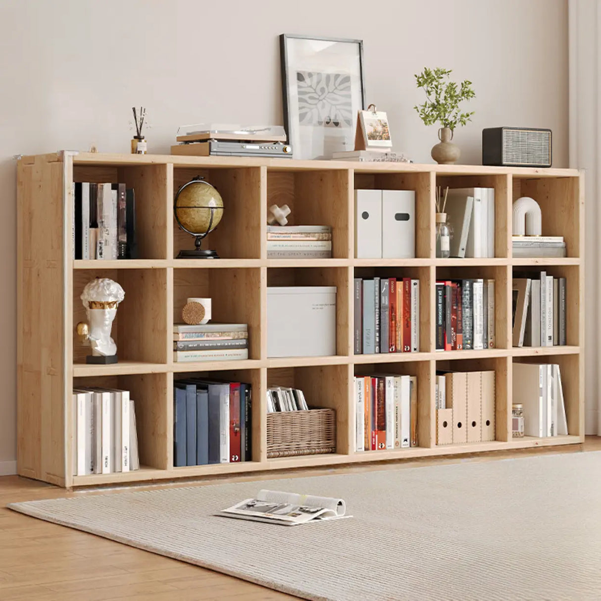 Casual Horizontal Wooden Closed Back Short Bookcase Image - 12