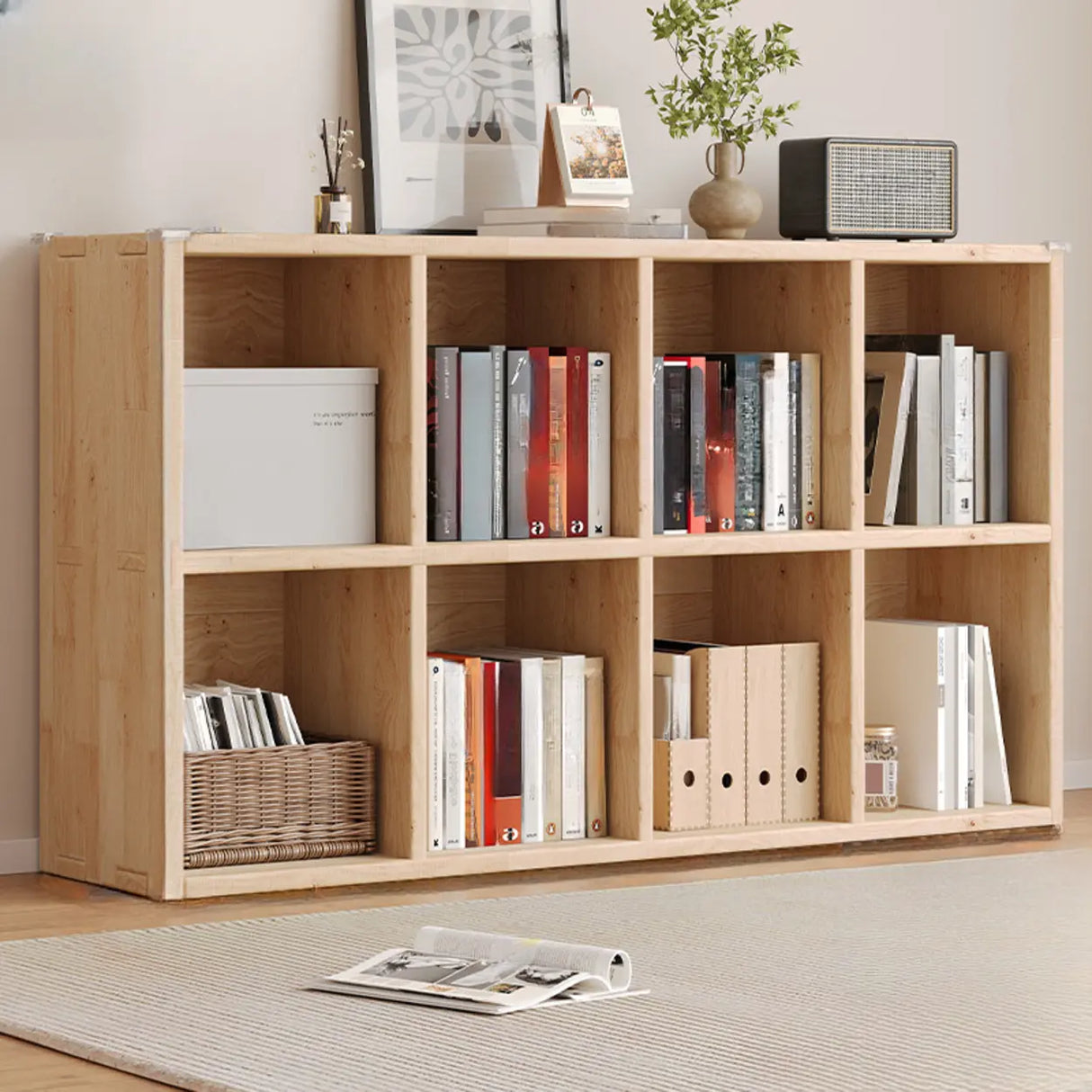 Casual Horizontal Wooden Closed Back Short Bookcase Image - 13