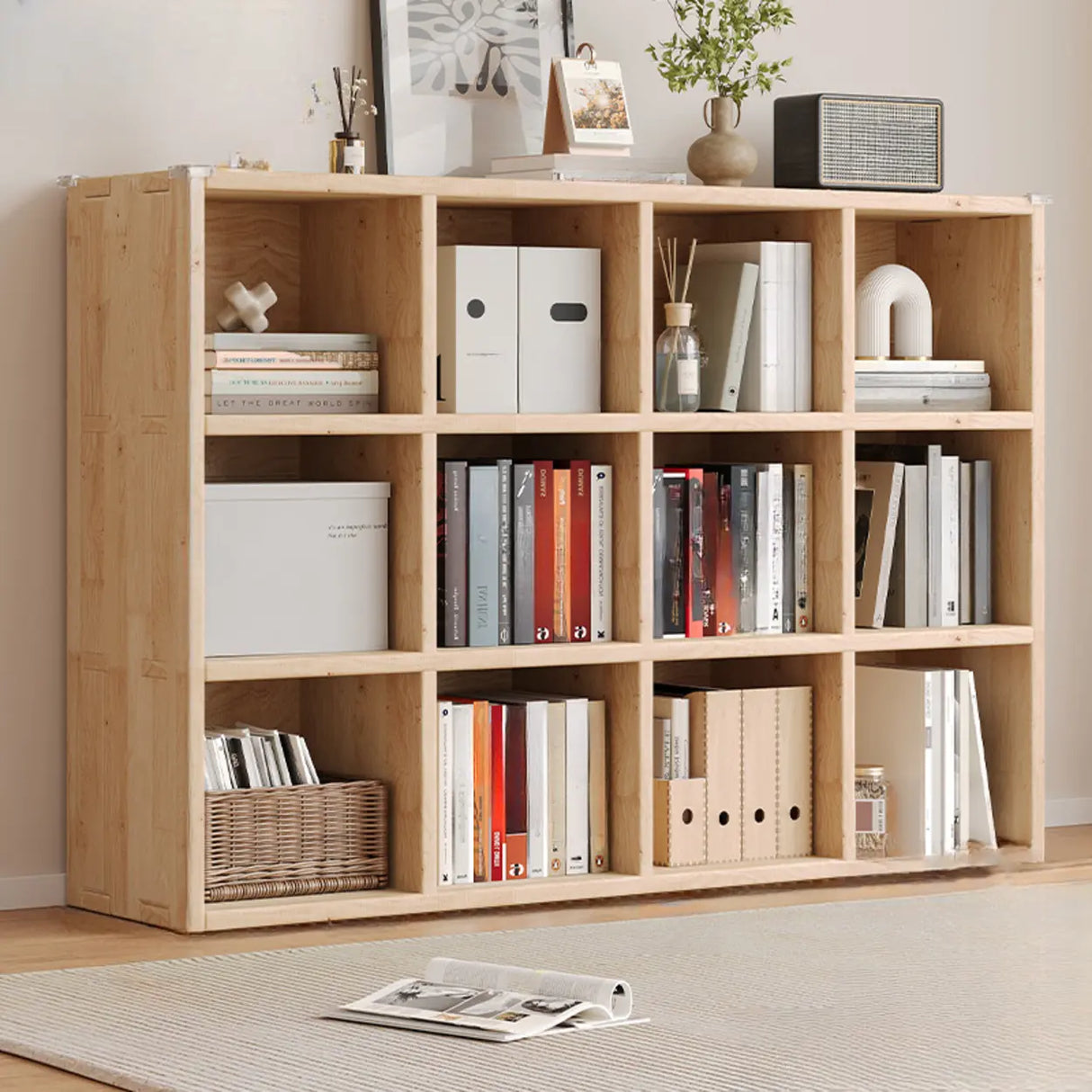 Casual Horizontal Wooden Closed Back Short Bookcase Image - 14