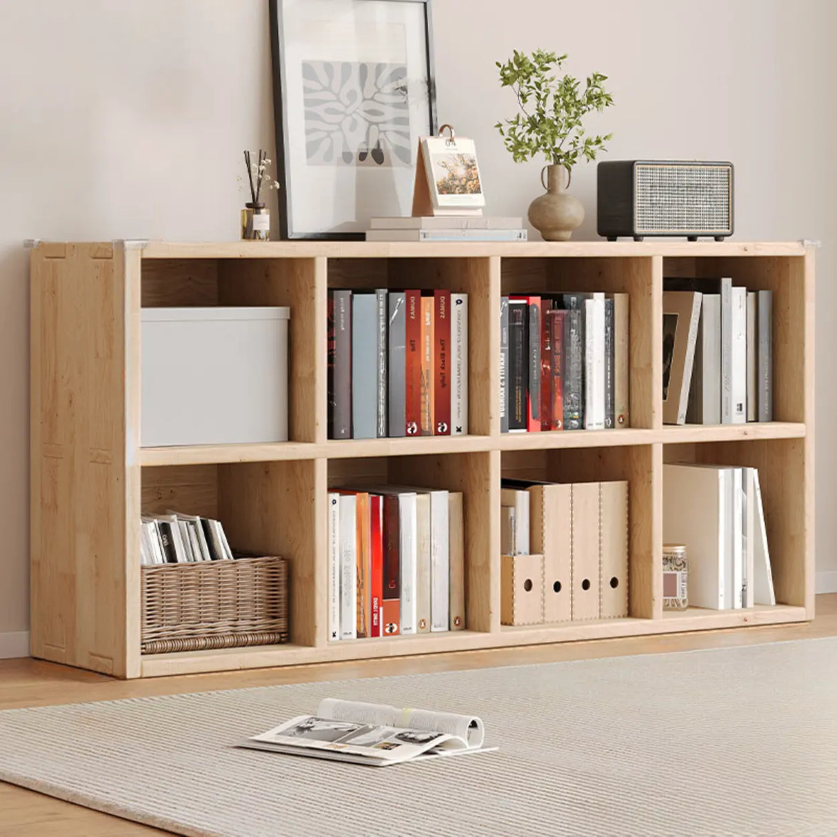 Casual Horizontal Wooden Closed Back Short Bookcase Image - 15