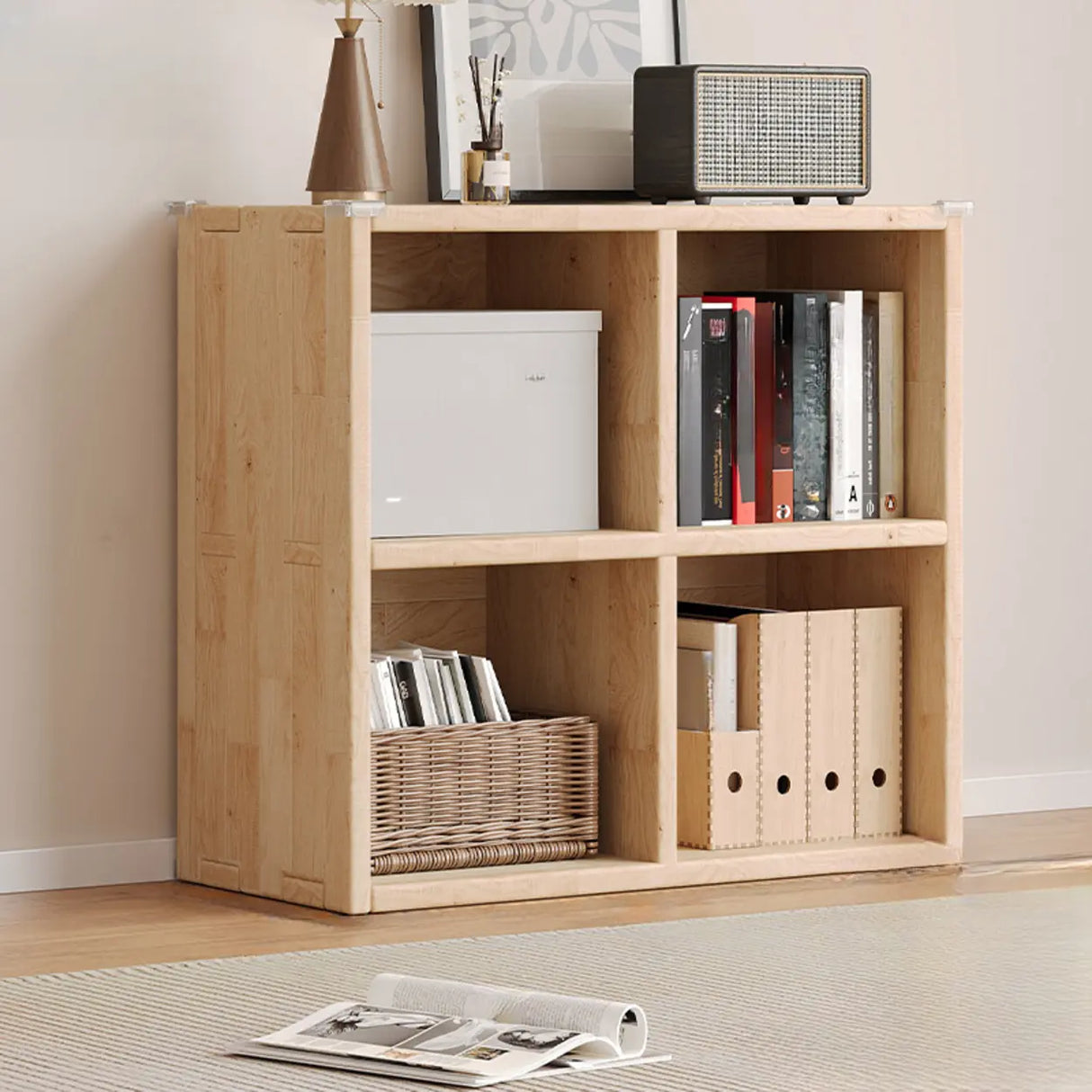 Casual Horizontal Wooden Closed Back Short Bookcase Image - 18