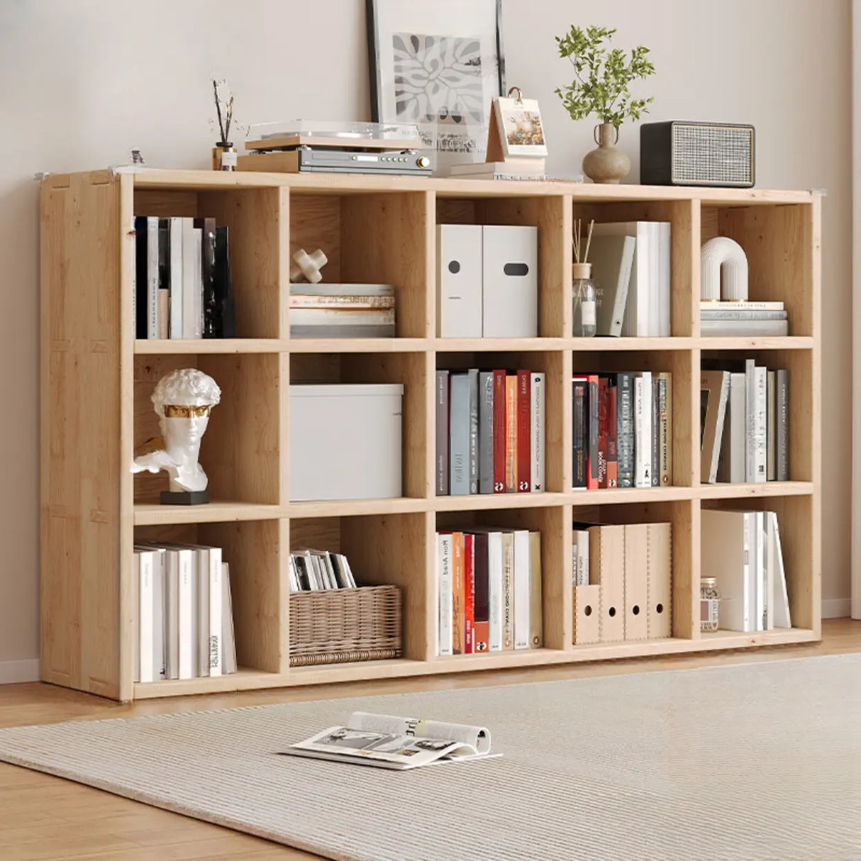 Casual Horizontal Wooden Closed Back Short Bookcase Image - 19