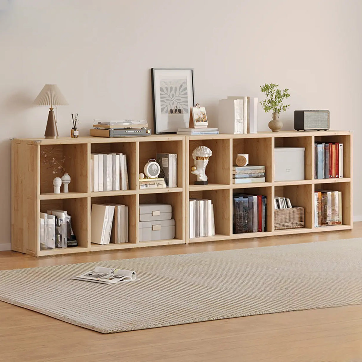 Casual Horizontal Wooden Closed Back Short Bookcase Image - 2