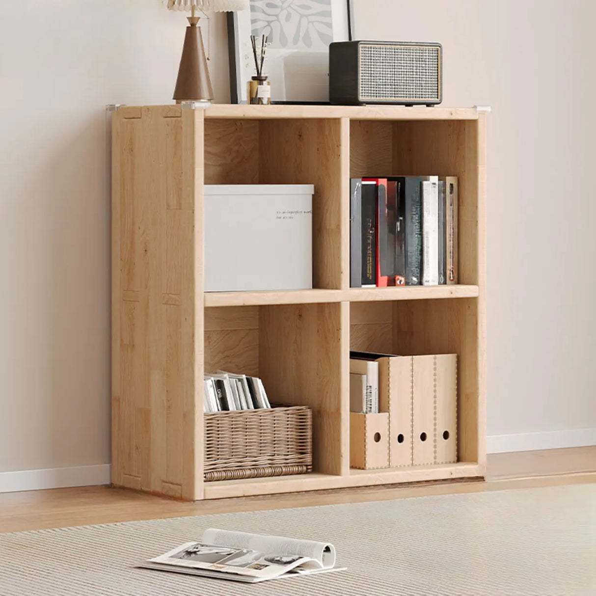 Casual Horizontal Wooden Closed Back Short Bookcase Image - 20