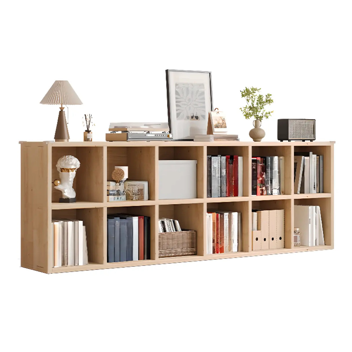 Casual Horizontal Wooden Closed Back Short Bookcase Image - 22