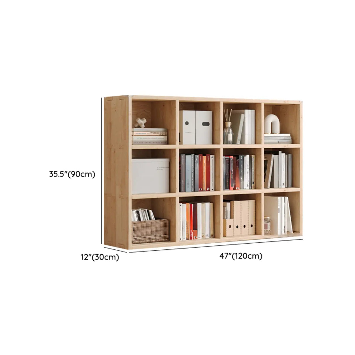 Casual Horizontal Wooden Closed Back Short Bookcase Image - 24