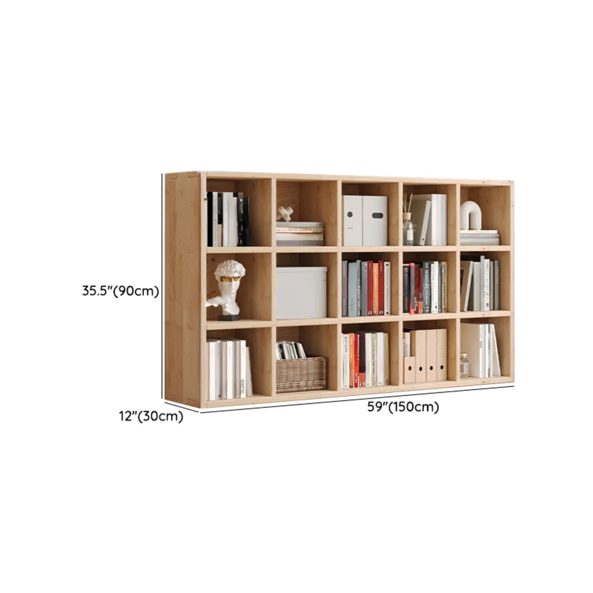Casual Horizontal Wooden Closed Back Short Bookcase Image - 25