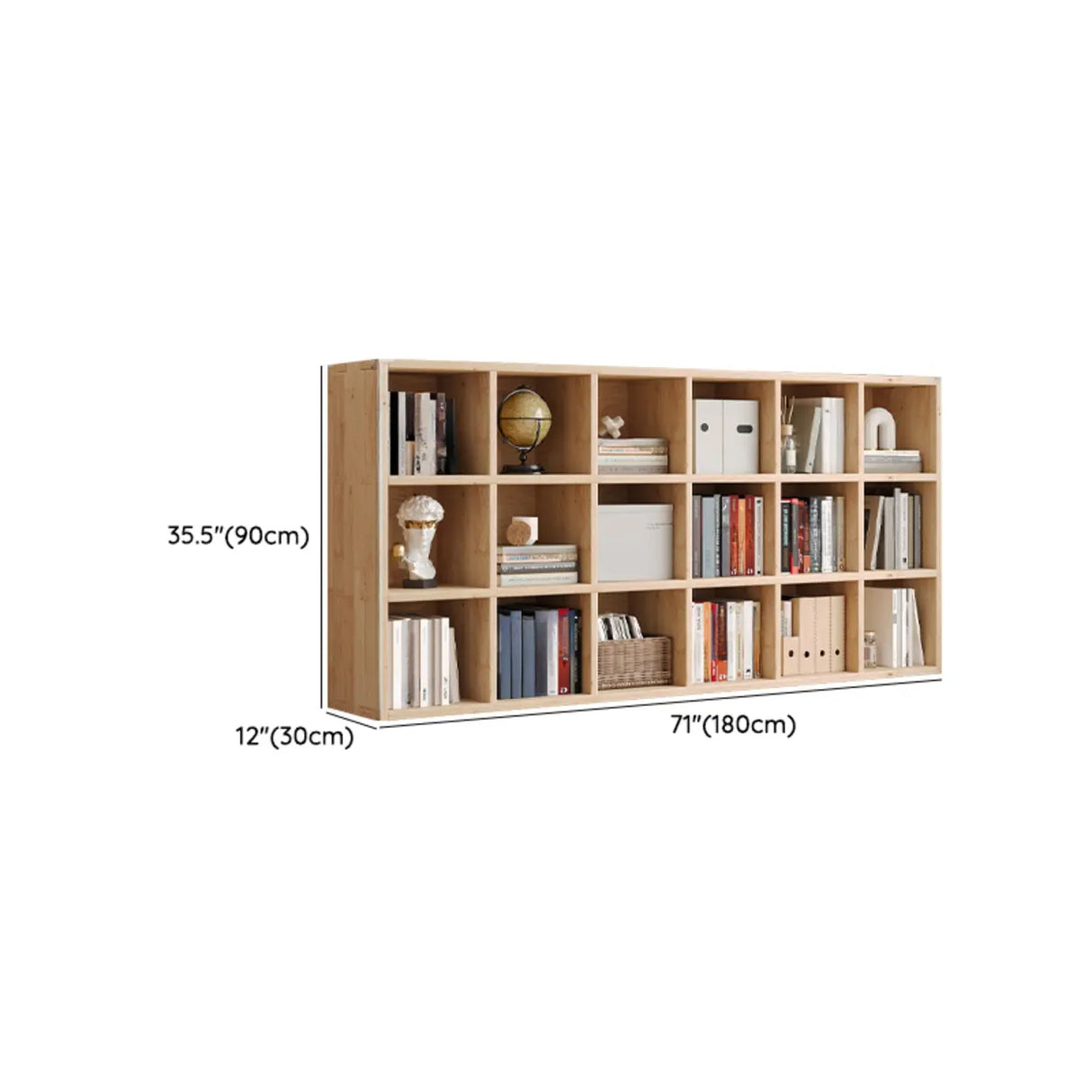 Casual Horizontal Wooden Closed Back Short Bookcase Image - 26