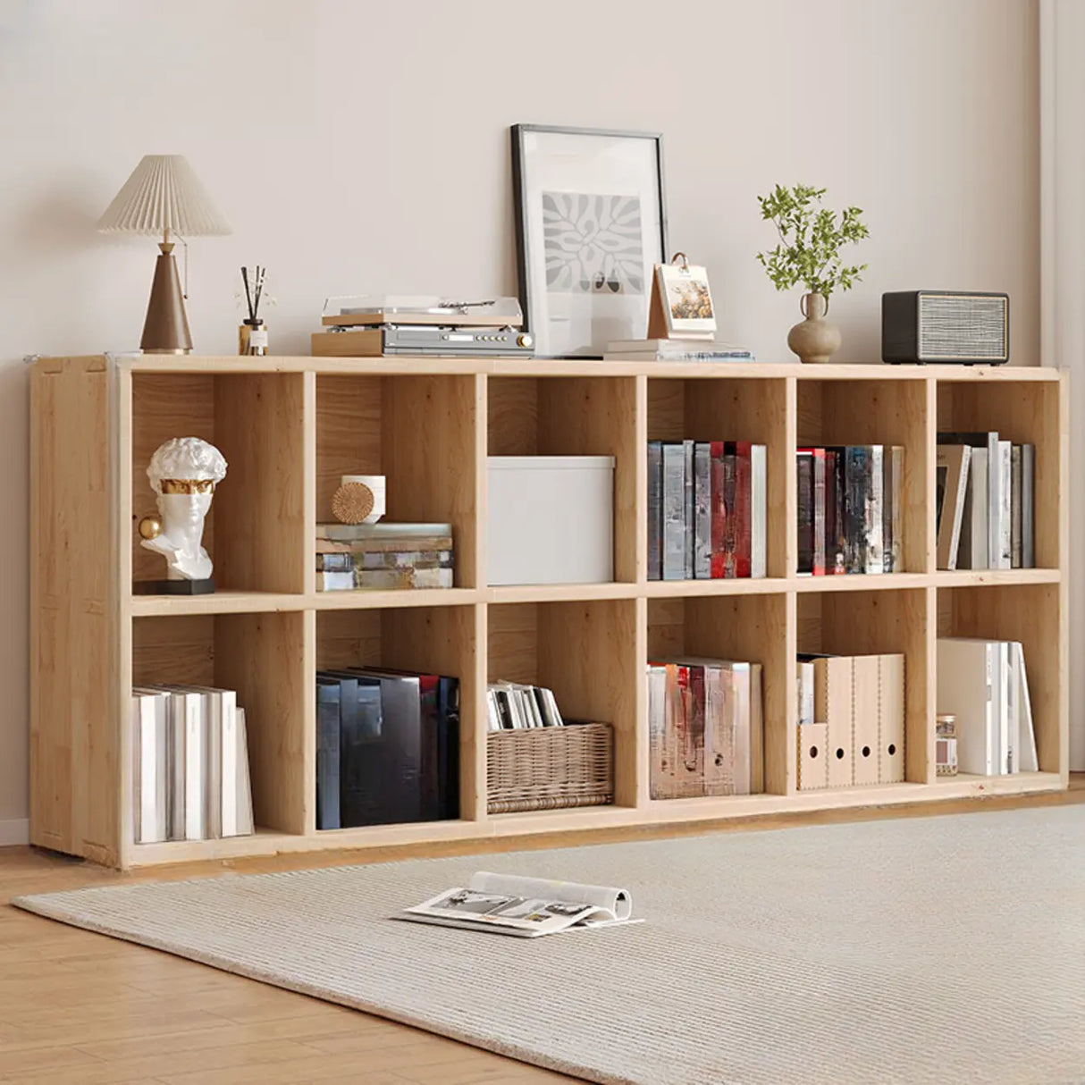 Casual Horizontal Wooden Closed Back Short Bookcase Image - 3