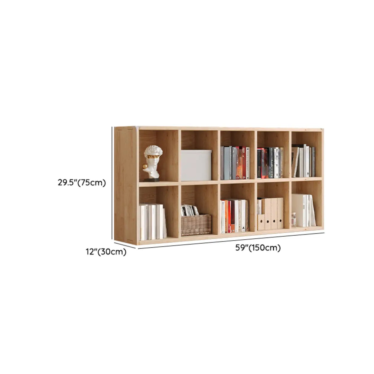 Casual Horizontal Wooden Closed Back Short Bookcase Image - 31