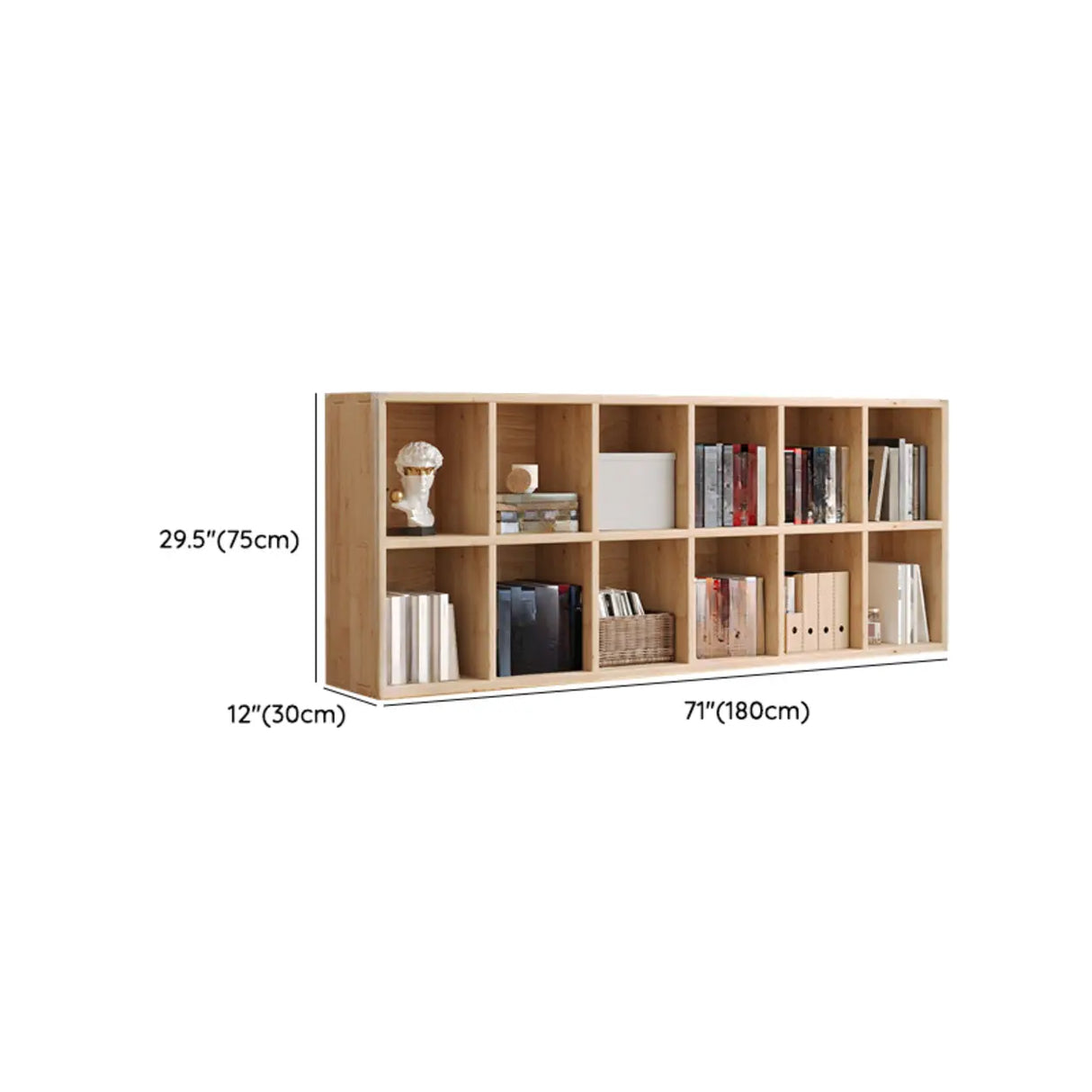 Casual Horizontal Wooden Closed Back Short Bookcase Image - 32