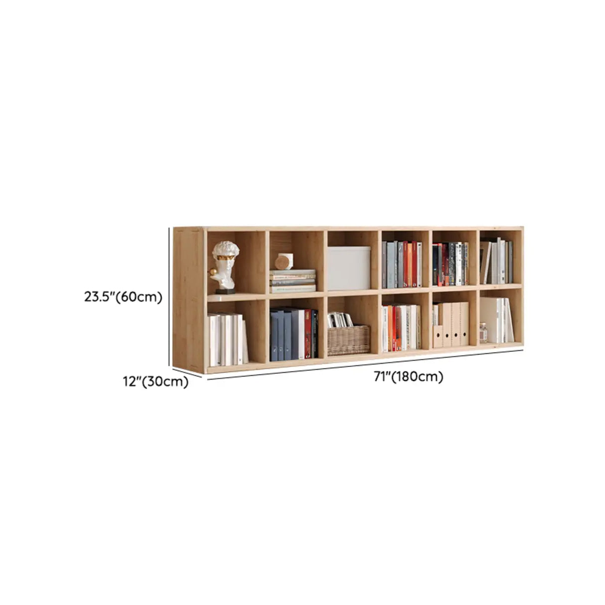 Casual Horizontal Wooden Closed Back Short Bookcase Image - 35