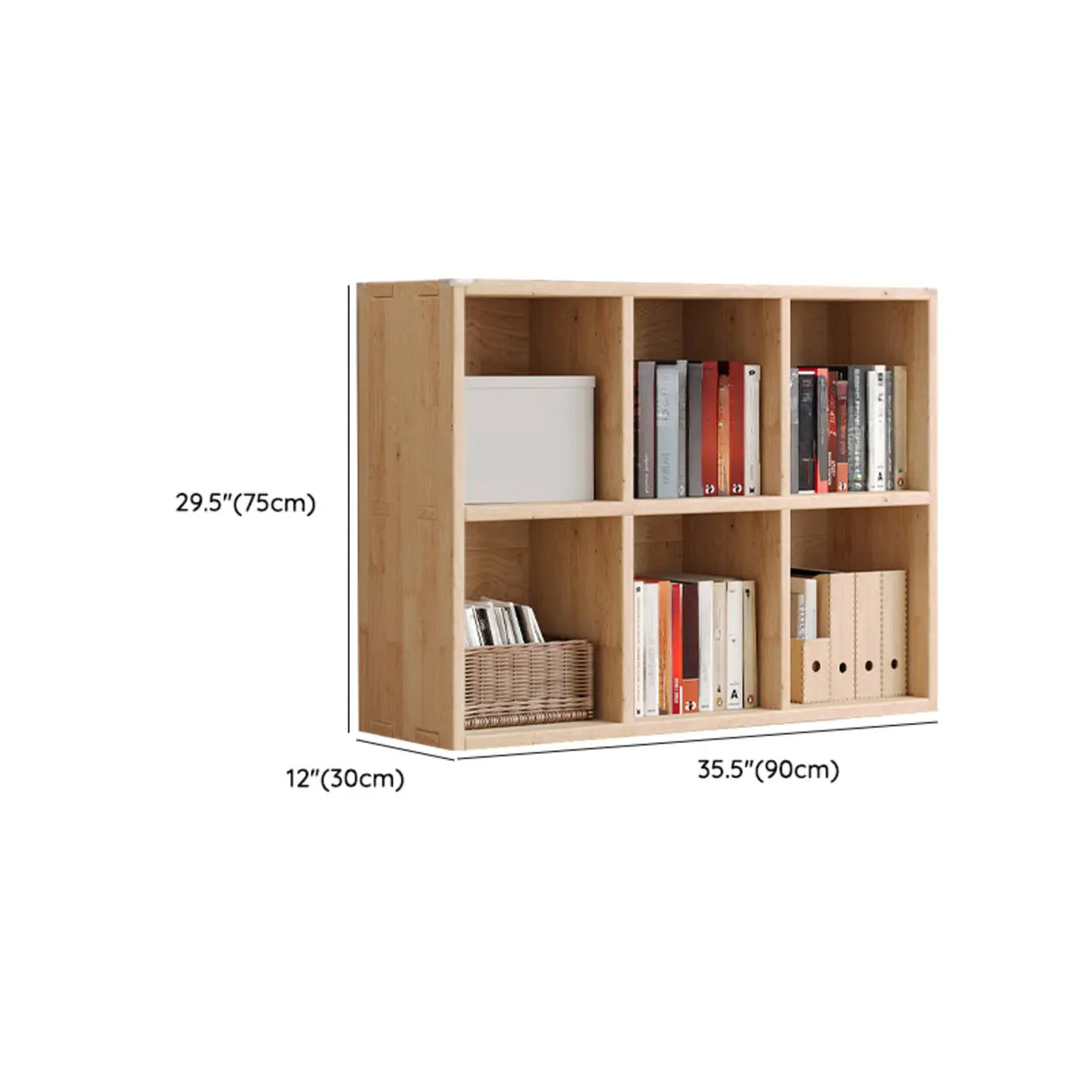 Casual Horizontal Wooden Closed Back Short Bookcase Image - 36