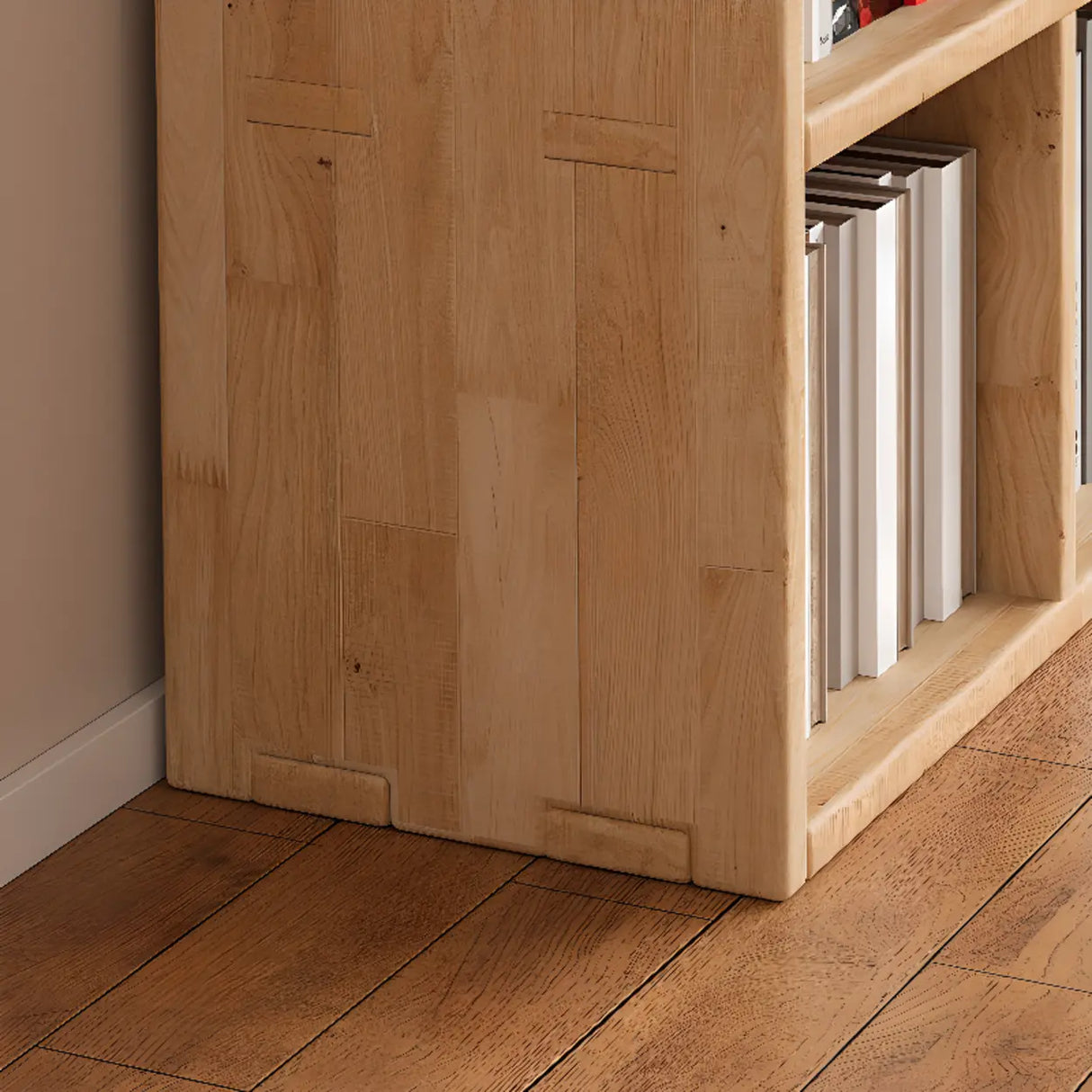 Casual Horizontal Wooden Closed Back Short Bookcase Image - 7