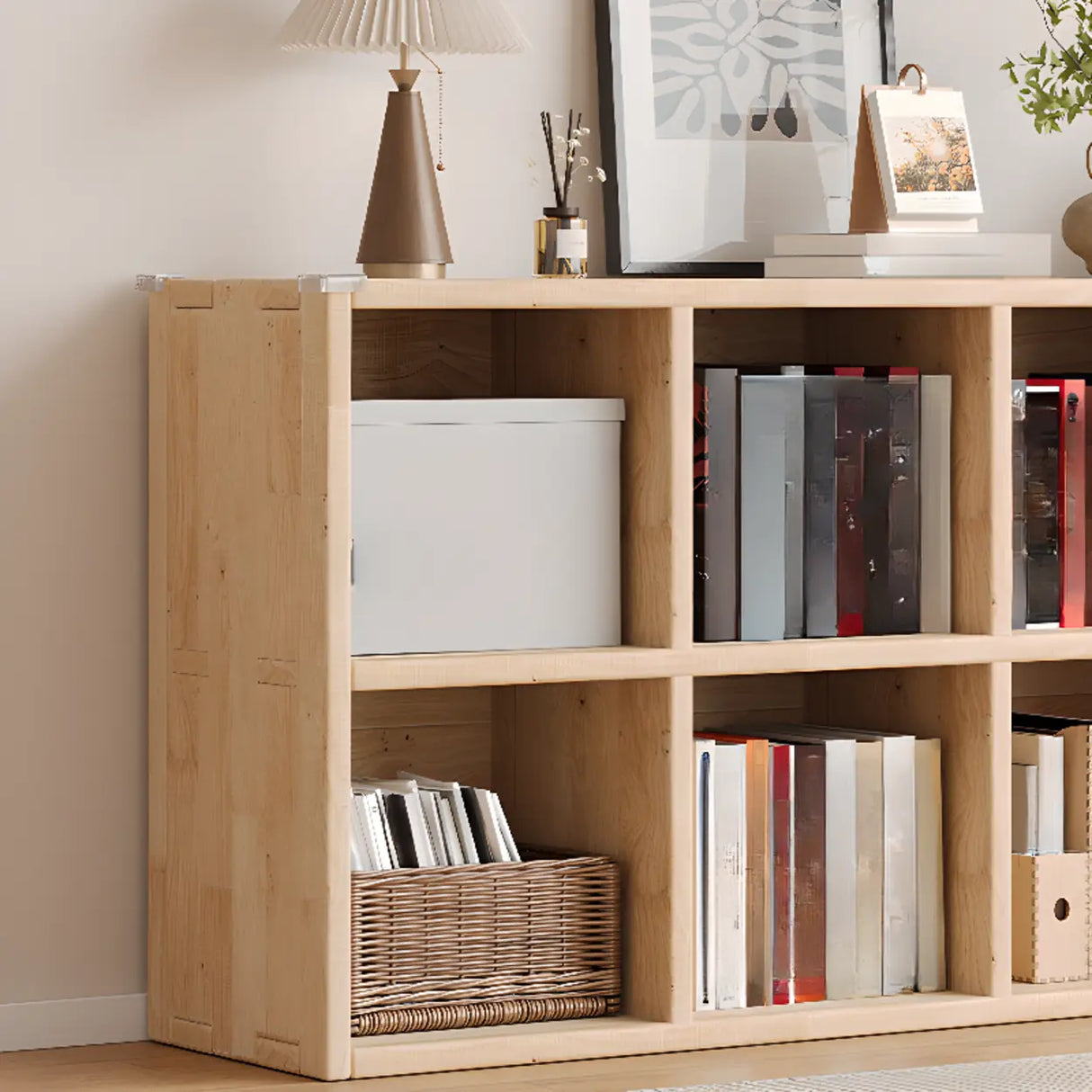 Casual Horizontal Wooden Closed Back Short Bookcase Image - 8