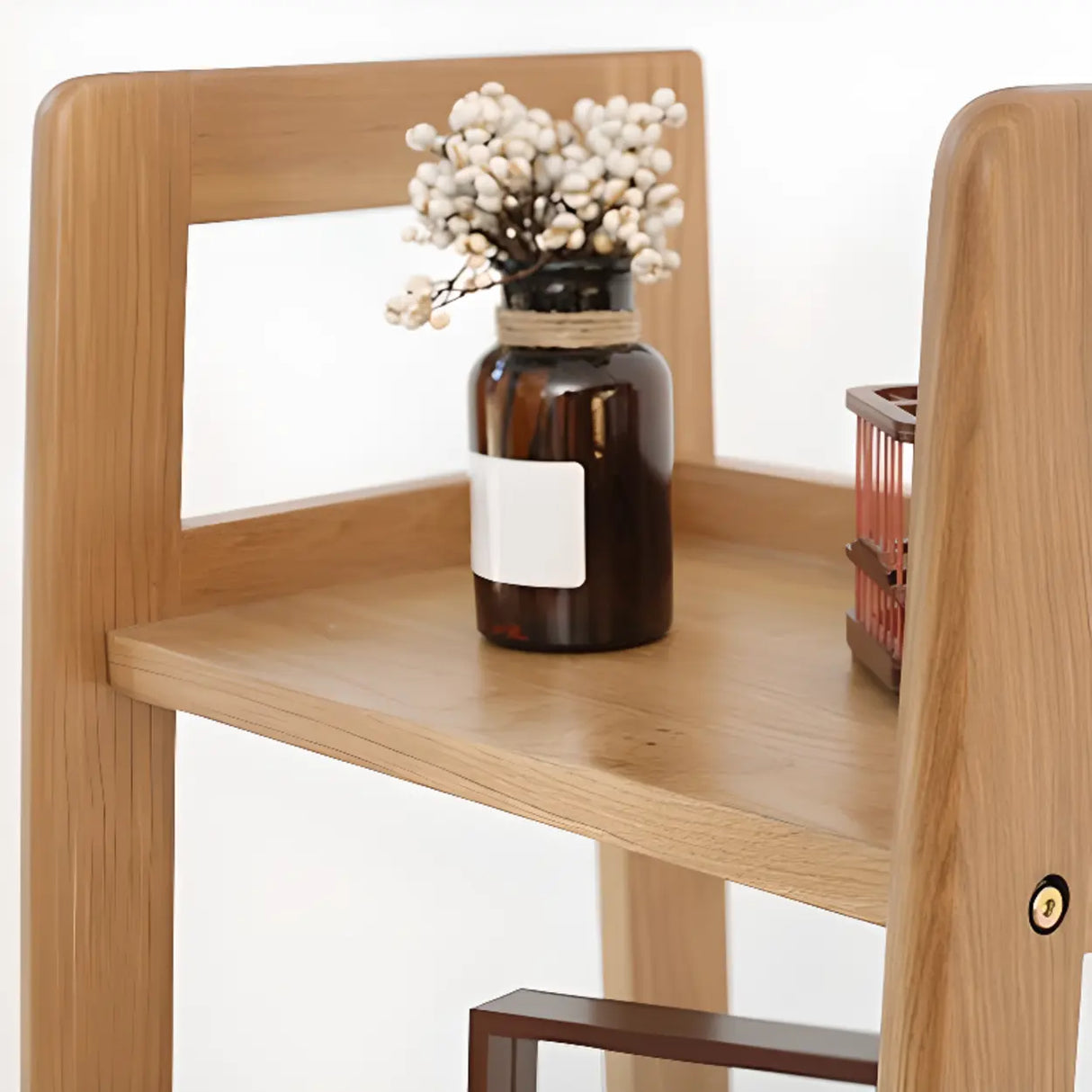 Casual Ladder Bamboo 4-Tier Natural Small Bookcase Image - 5