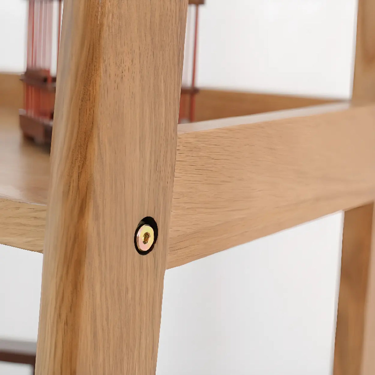 Casual Ladder Bamboo 4-Tier Natural Small Bookcase Image - 7