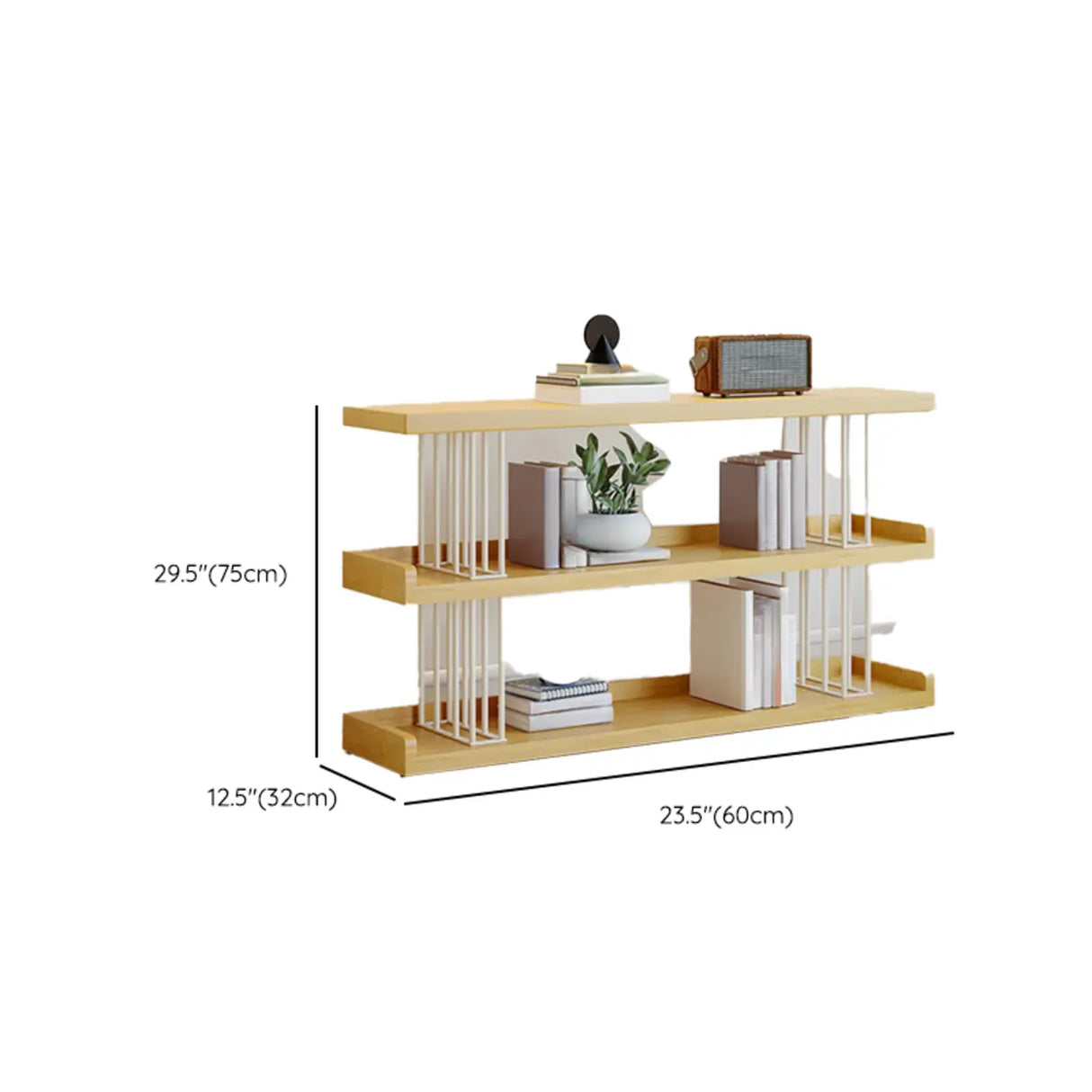Casual Open Back Pine Metal Frame Display Bookcase Image - 12