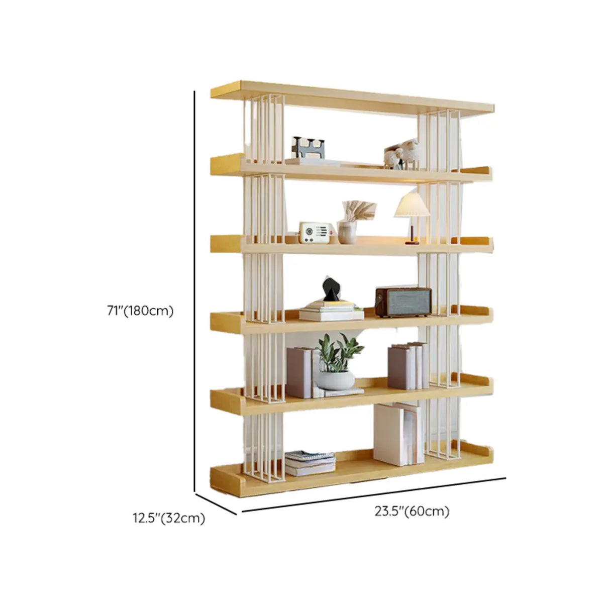 Casual Open Back Pine Metal Frame Display Bookcase Image - 13
