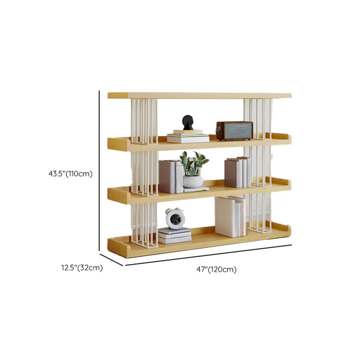 Casual Open Back Pine Metal Frame Display Bookcase Image - 21