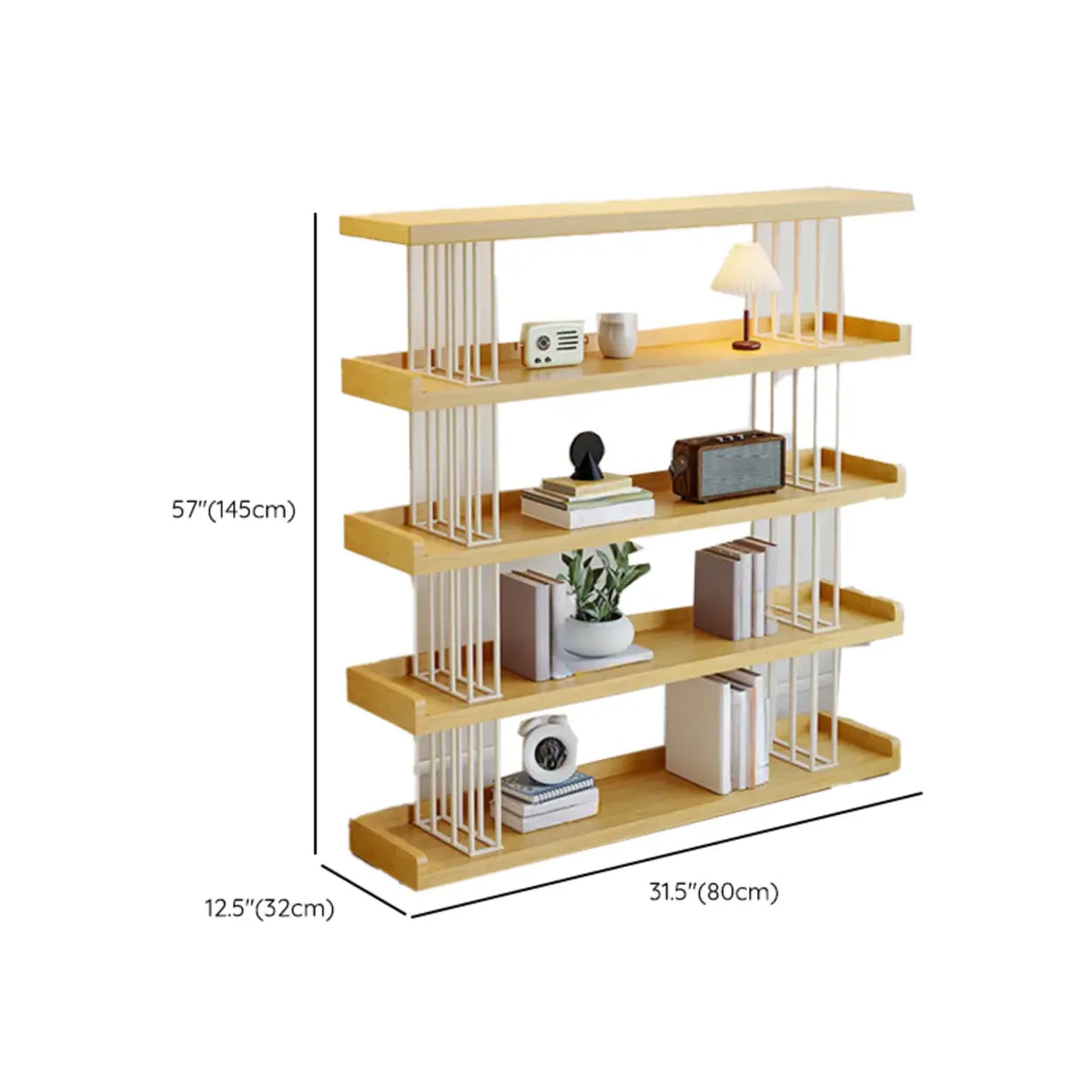 Casual Open Back Pine Metal Frame Display Bookcase Image - 22