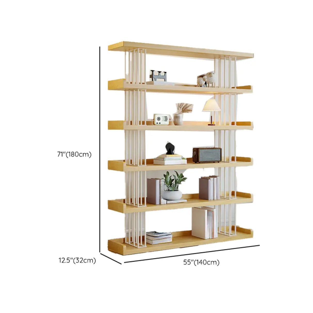 Casual Open Back Pine Metal Frame Display Bookcase Image - 23