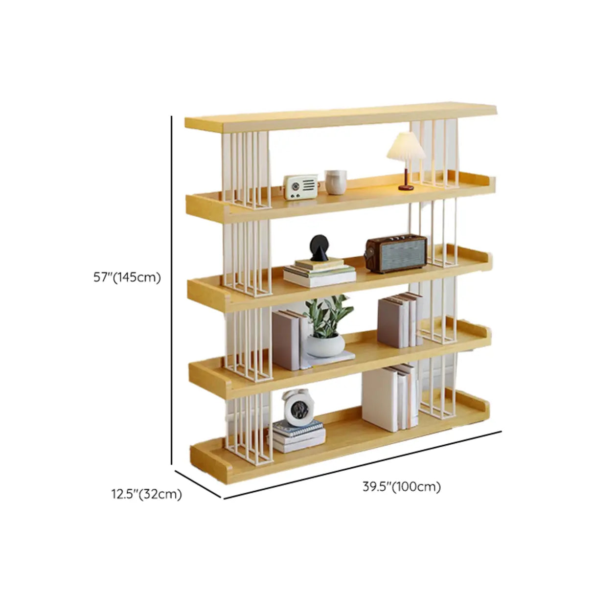 Casual Open Back Pine Metal Frame Display Bookcase Image - 24