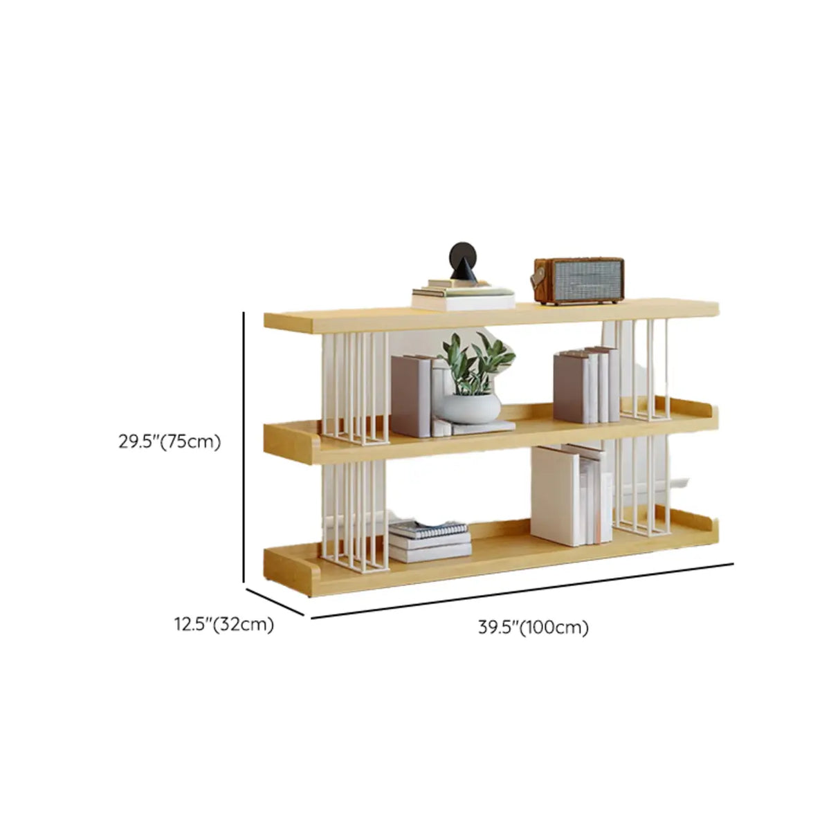 Casual Open Back Pine Metal Frame Display Bookcase Image - 25