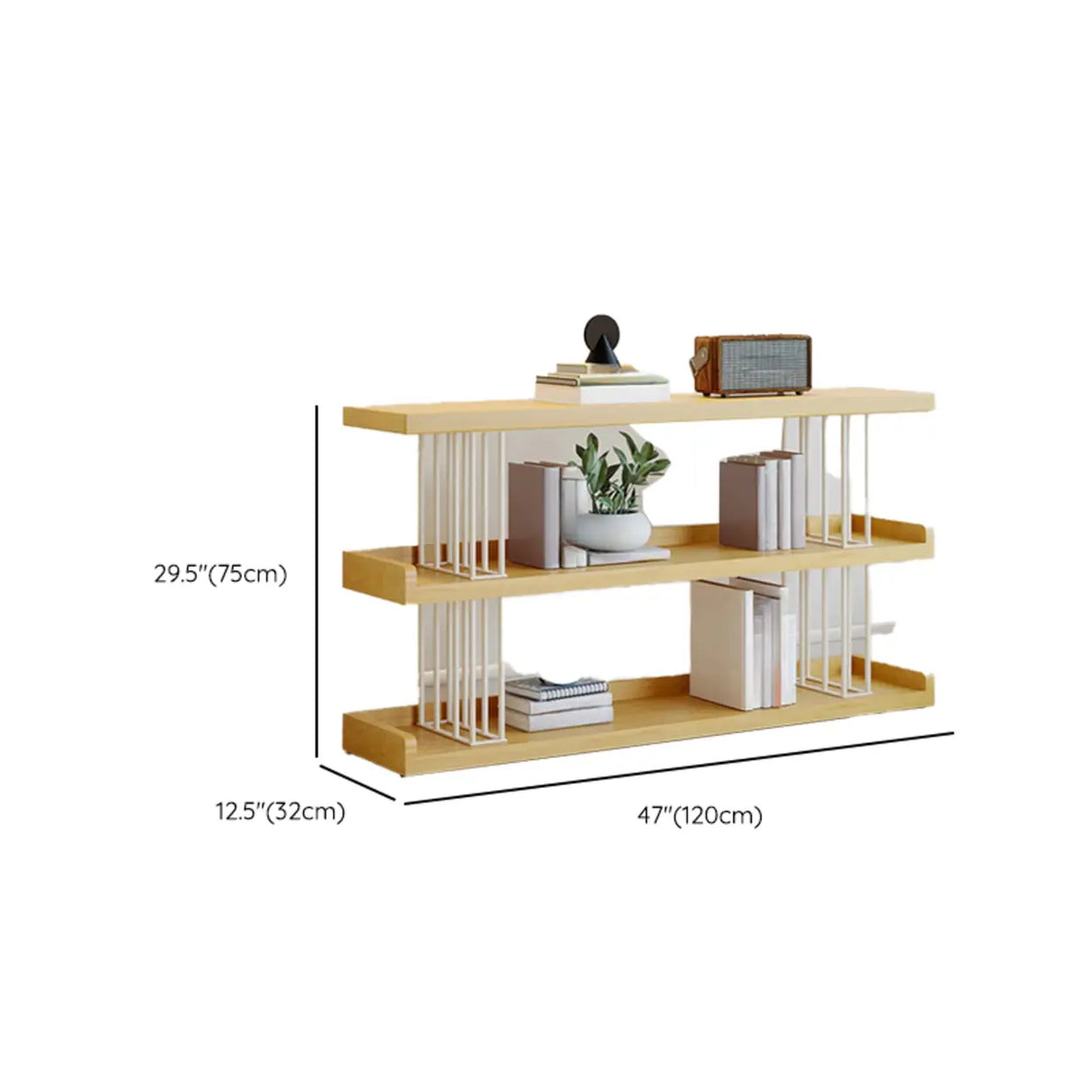 Casual Open Back Pine Metal Frame Display Bookcase Image - 27
