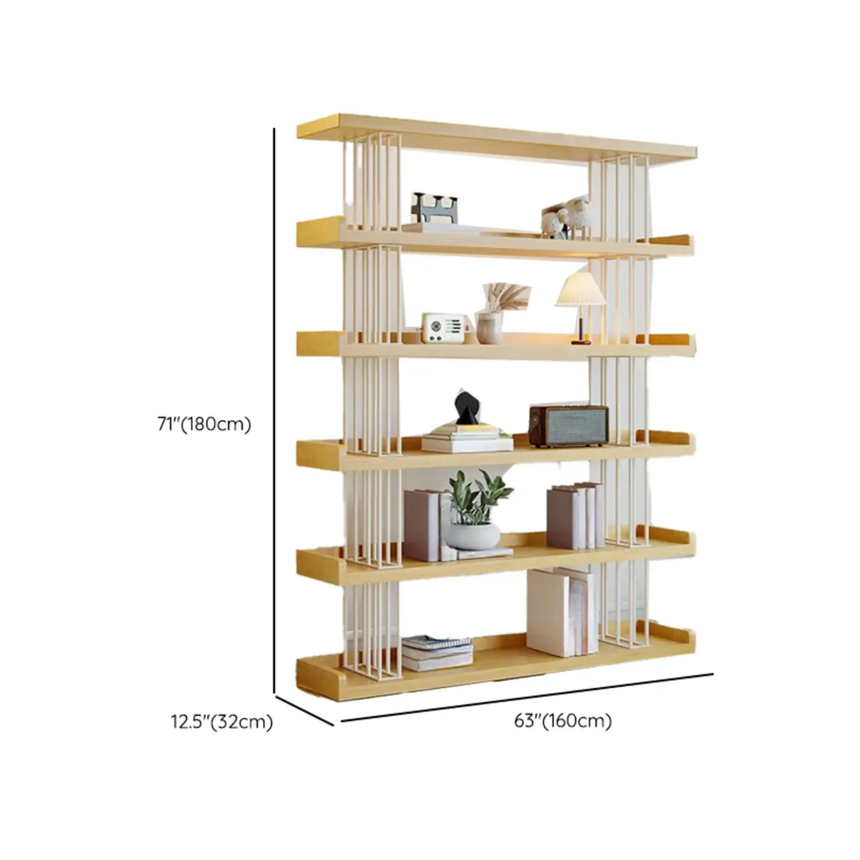 Casual Open Back Pine Metal Frame Display Bookcase Image - 32