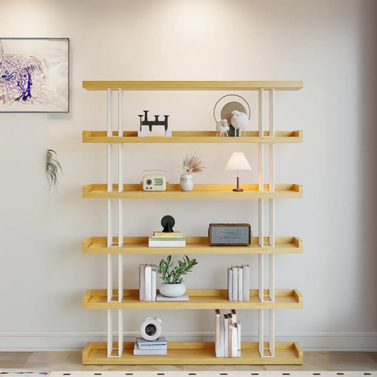 Casual Open Back Pine Metal Frame Display Bookcase Image - 4