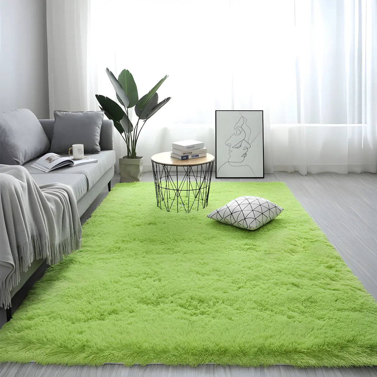 Casual Pet Friendly Rectangle Cotton Blends Shag Rug Image - 10